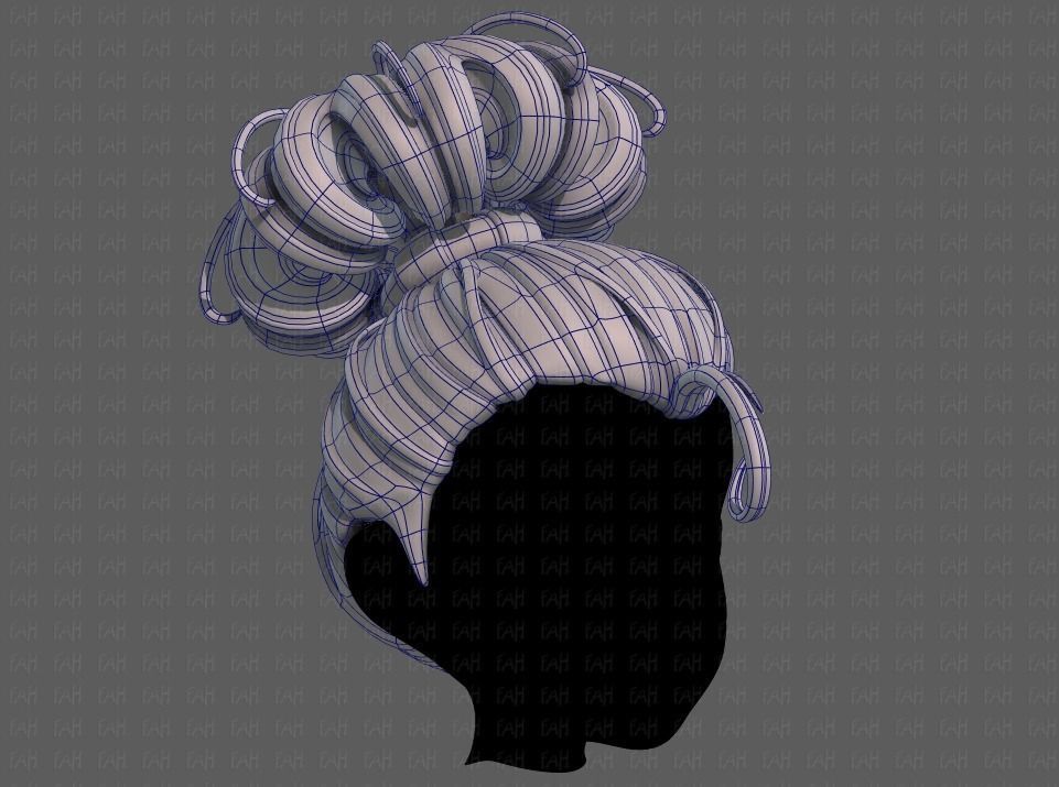 3D Hair style for girl V80 Low-poly 3D model_10