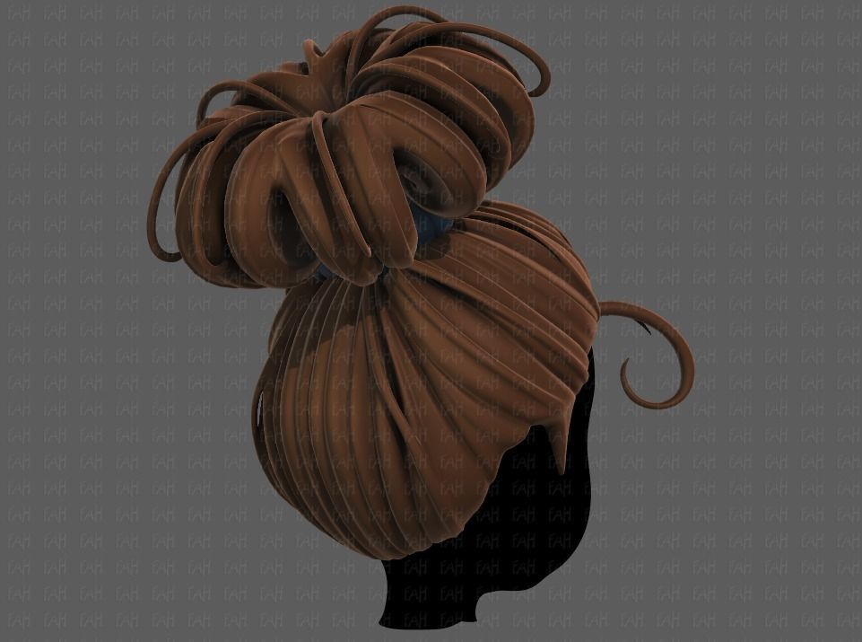 3D Hair style for girl V80 Low-poly 3D model_4