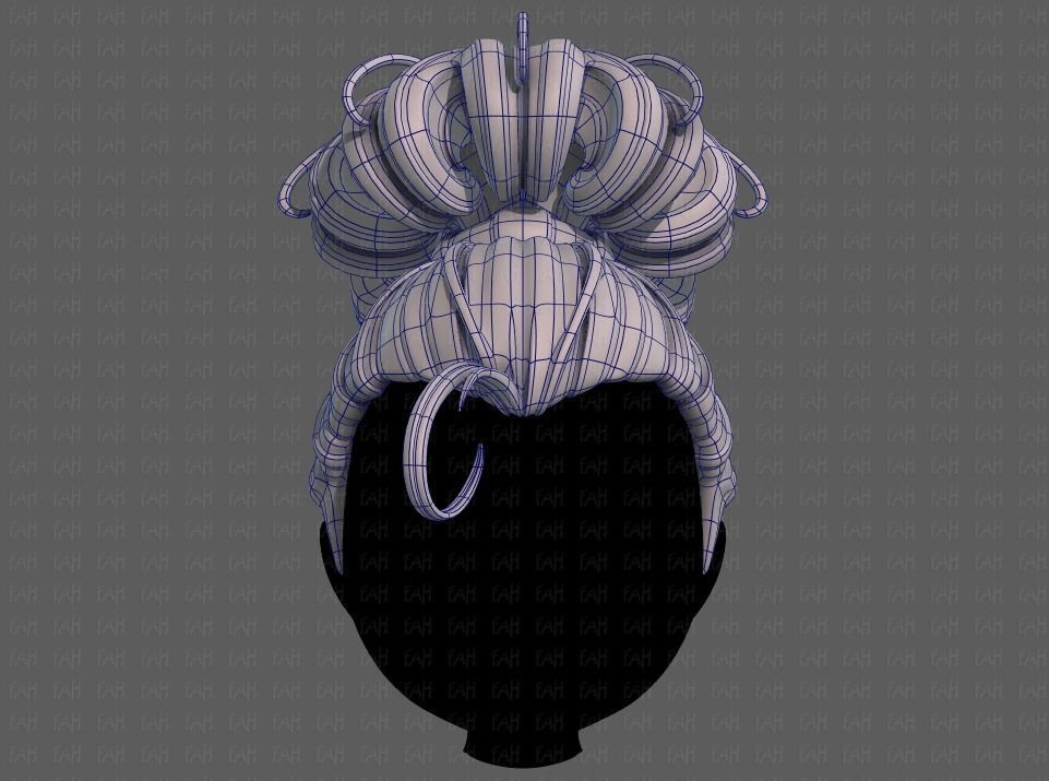 3D Hair style for girl V80 Low-poly 3D model_9