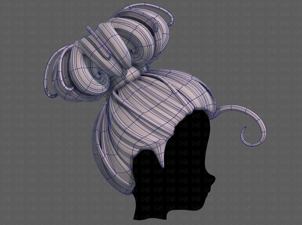 3D Hair style for girl V80 Low-poly 3D model_11