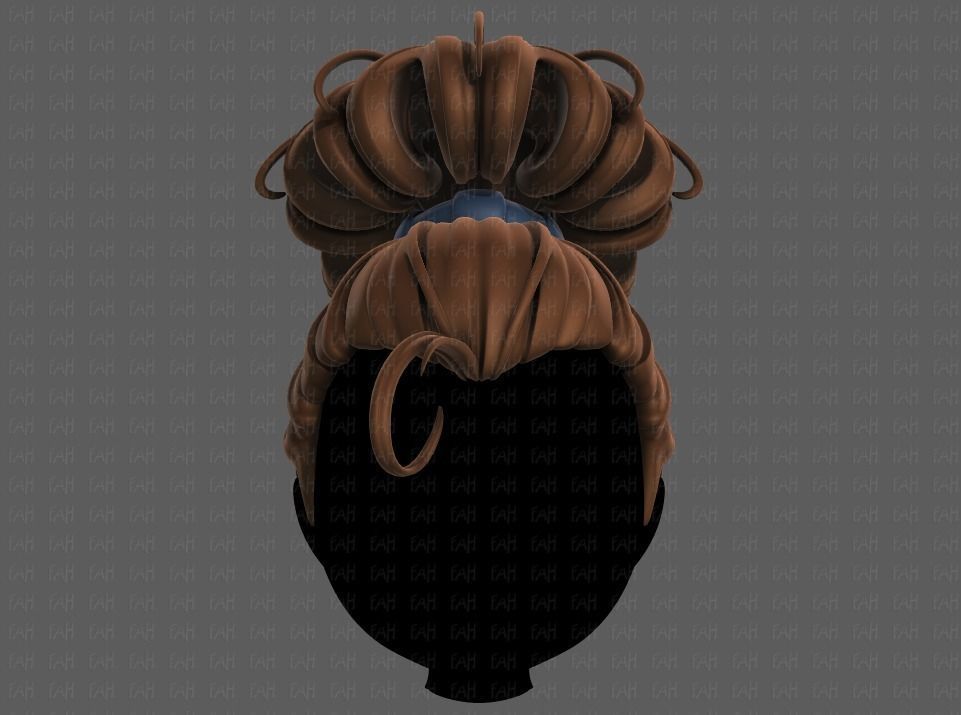 3D Hair style for girl V80 Low-poly 3D model_1