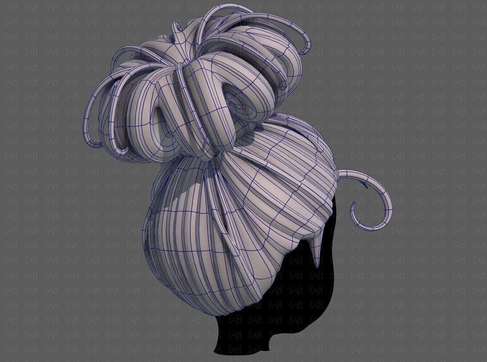 3D Hair style for girl V80 Low-poly 3D model_12