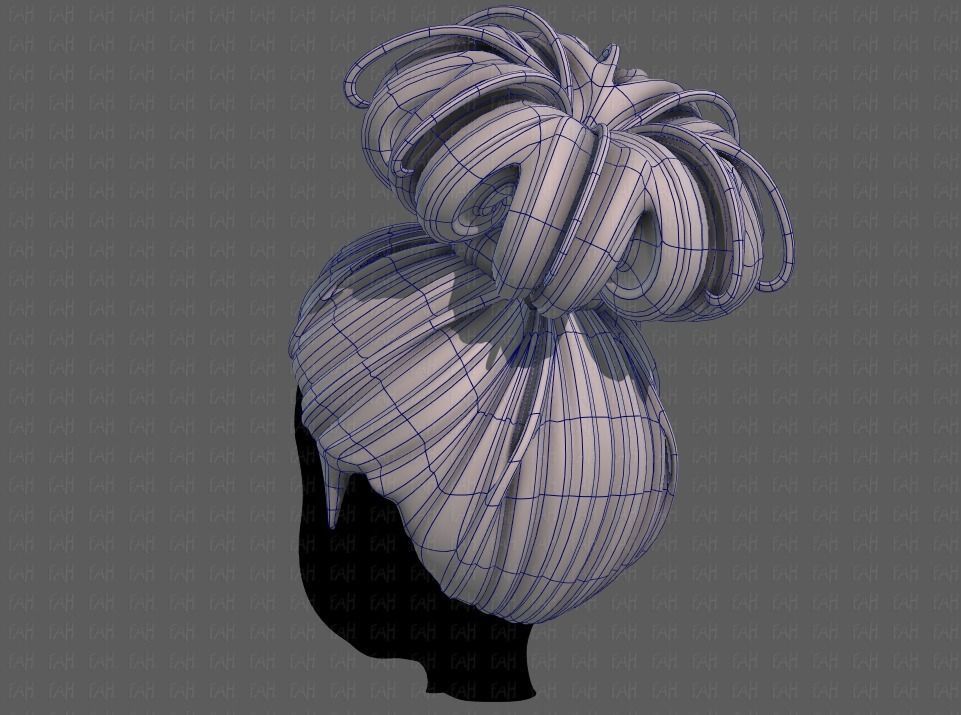 3D Hair style for girl V80 Low-poly 3D model_14