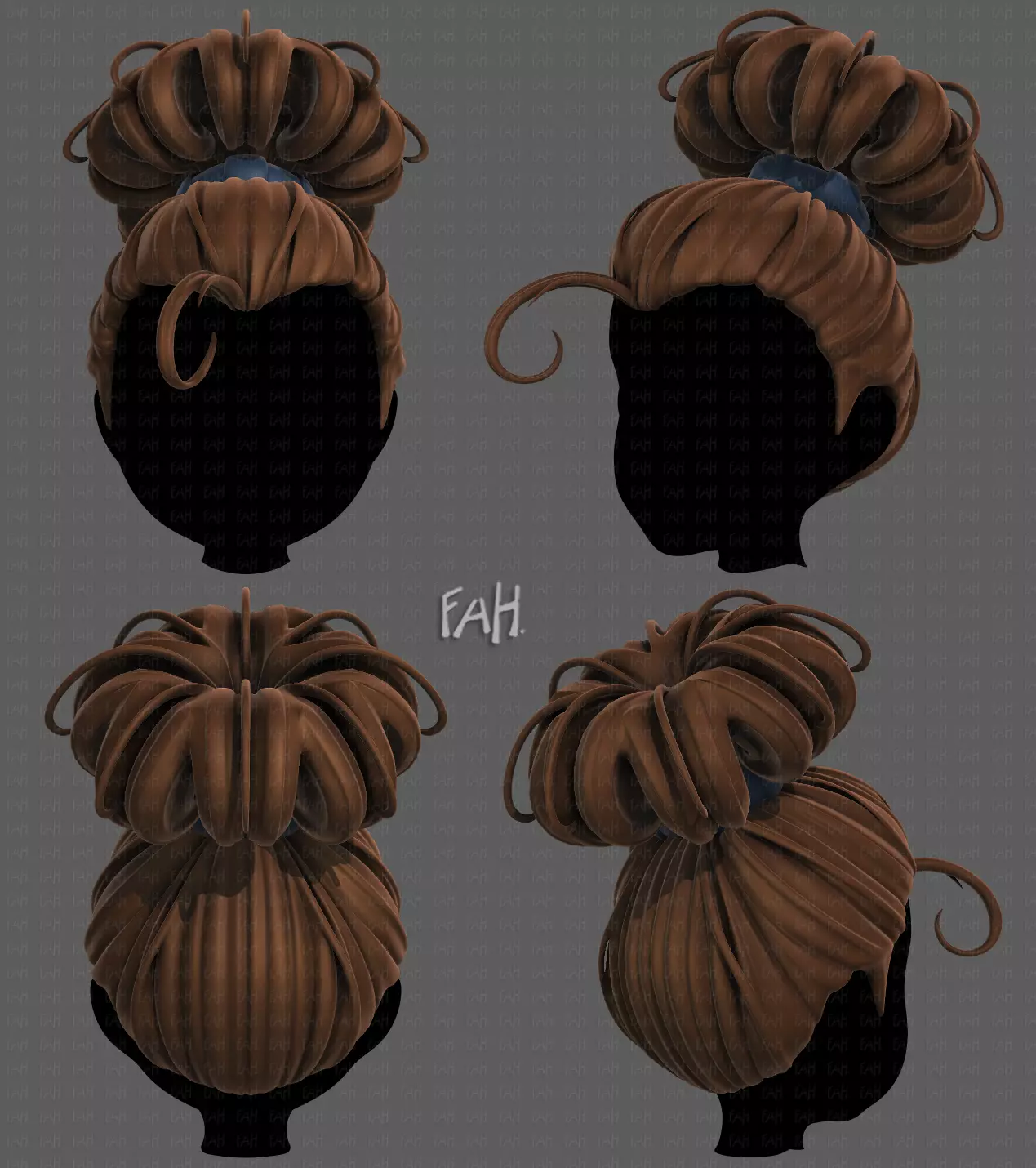 3D Hair style for girl V80 Low-poly 3D model_0