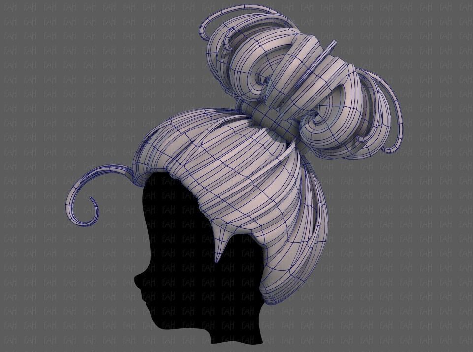 3D Hair style for girl V80 Low-poly 3D model_15