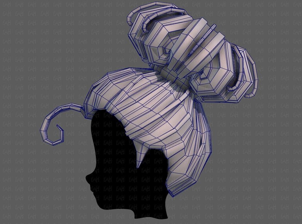 3D Hair style for girl V80 Low-poly 3D model_31