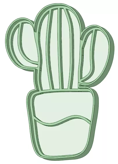 Cactus 1 cookie cutter 3D print model_0