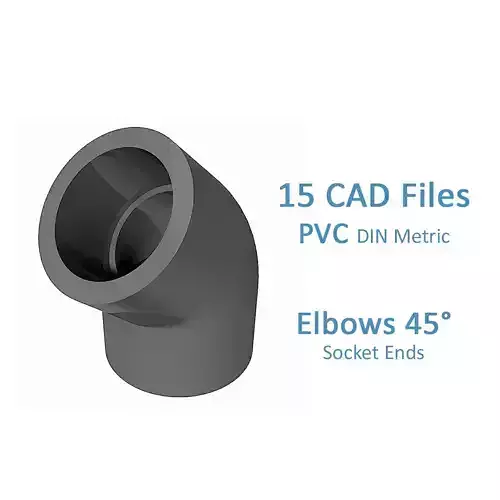 PVC Elbows 45 Degrees - Socket Ends Free 3D model