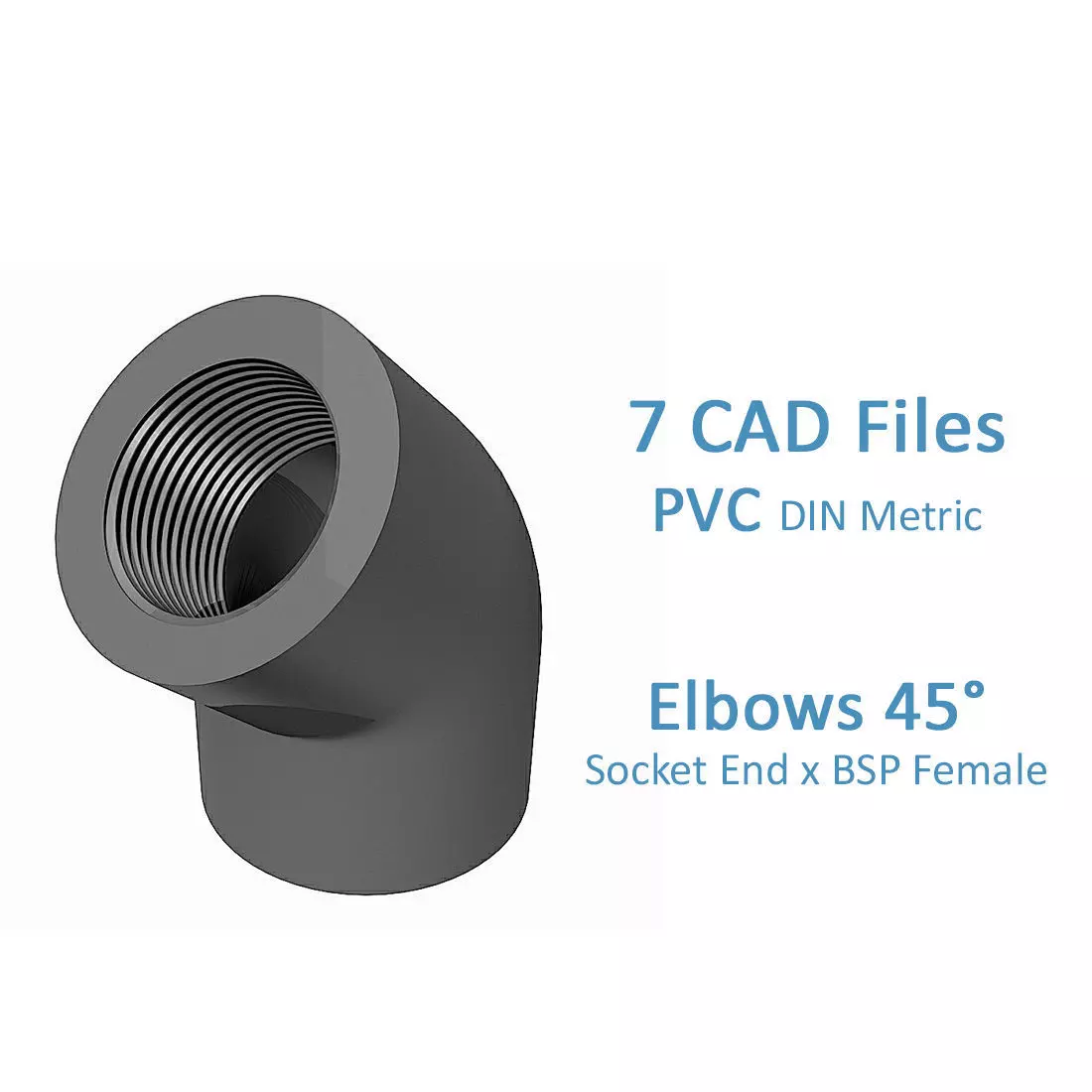 PVC Elbows 45 Degrees - Socket x BSP Female Free 3D model
