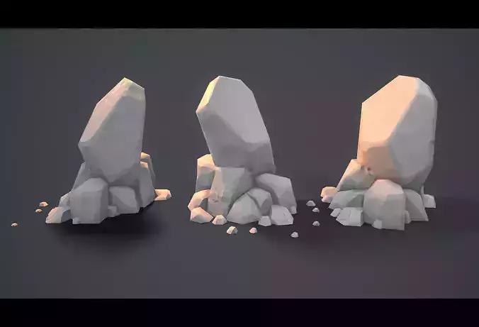 Modular Rocks Stylized Low-poly 3D model