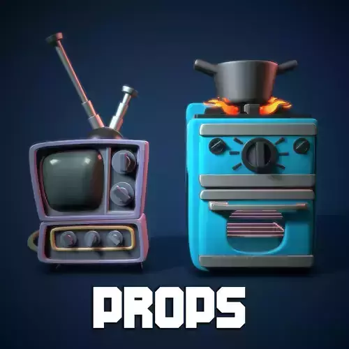 Oven and TV Stylized Props