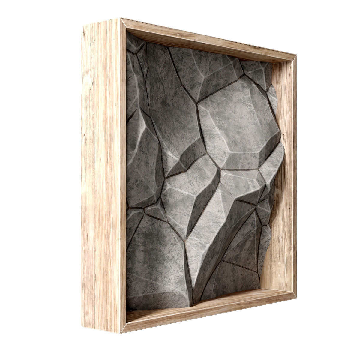 Stone wall frame 3D model_3