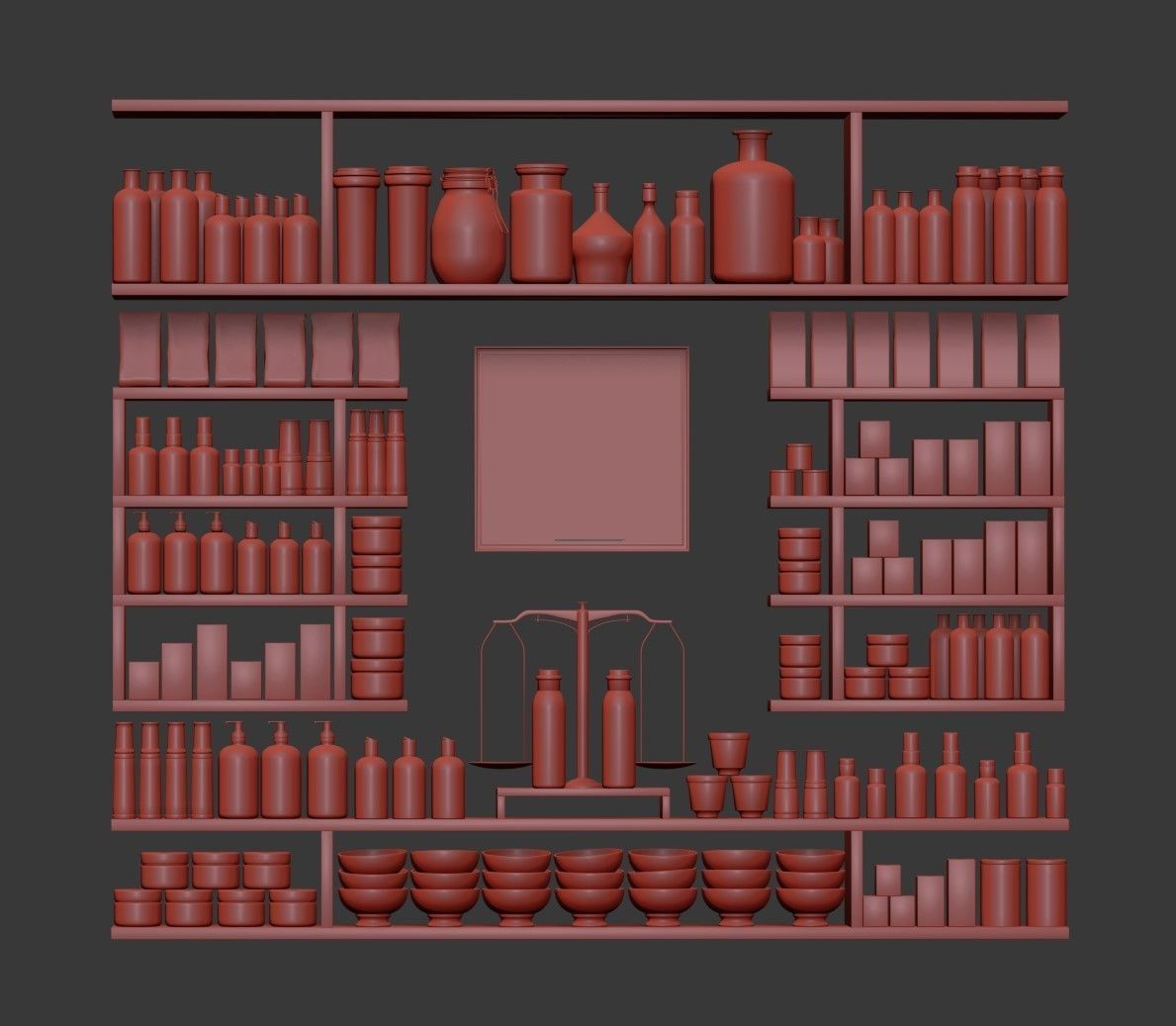 Cosmetic Set cosmetics store with shelves and bottles 3D model_4