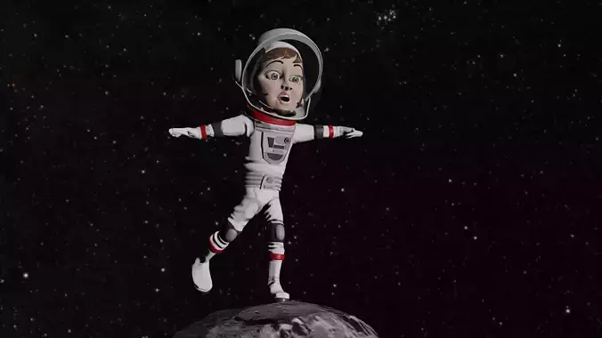 Astronaut Female Cartoon Rigged 