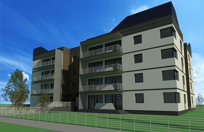 Residental building with underground garage 3D model