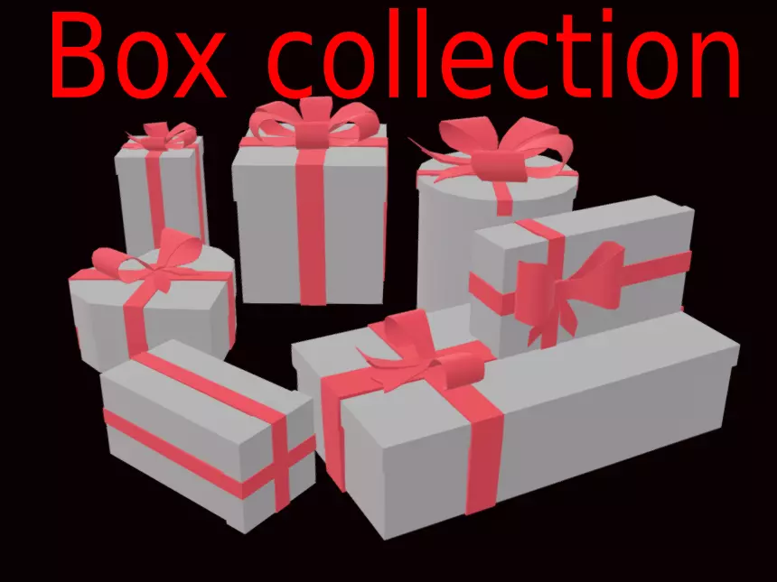 Christmas present collection box and bows 3d low-poly Low-poly 3D model