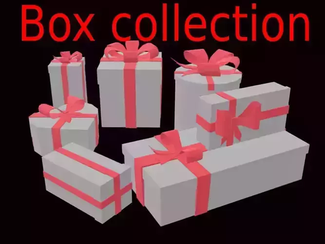 Christmas present collection box and  bows  3d low-poly 