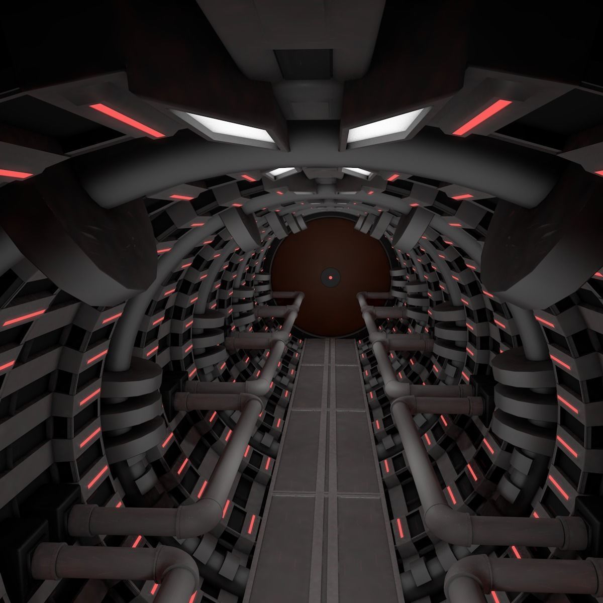 Sci Fi  Spaceship Corridor  3D model_3