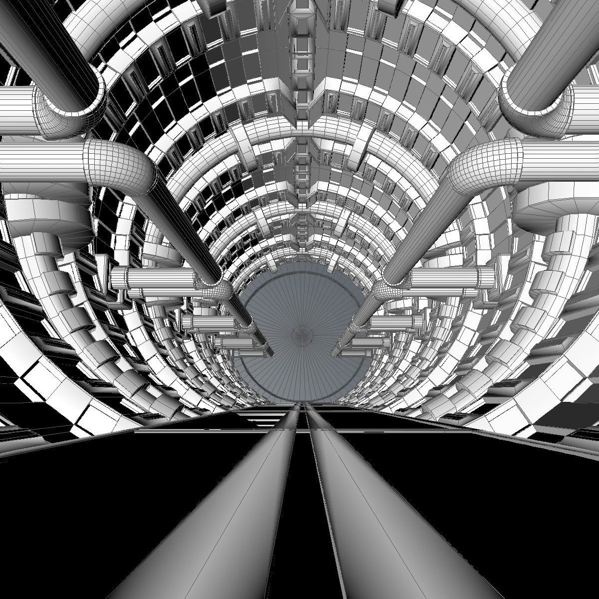 Sci Fi  Spaceship Corridor  3D model_13