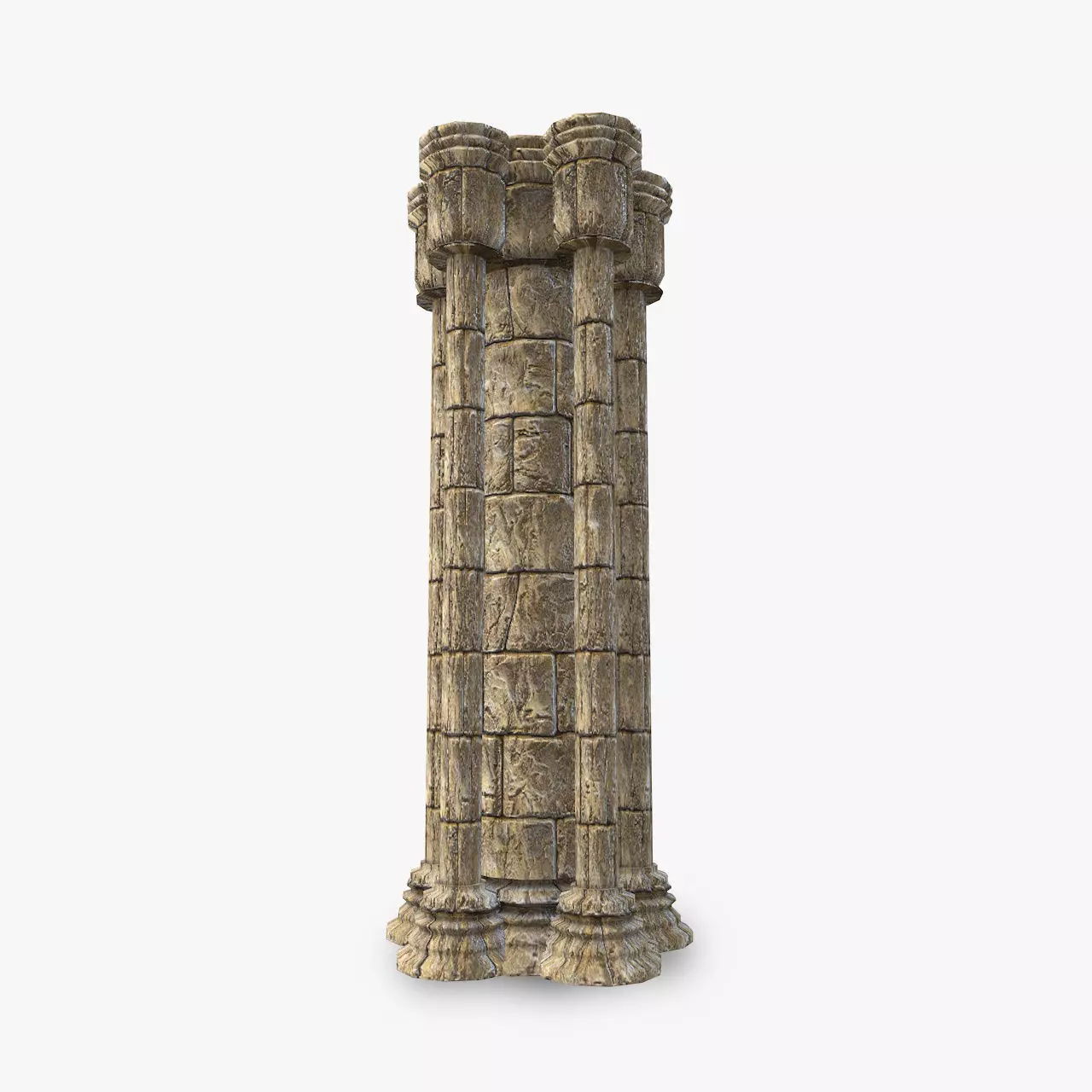 Gothic stone column Low-poly 3D model