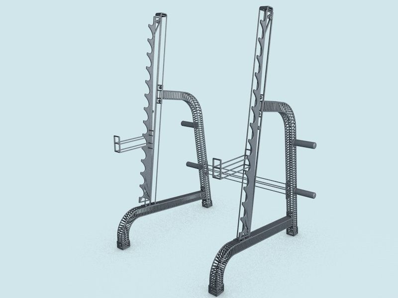 Multi-press rack with barbell Low-poly 3D model_2