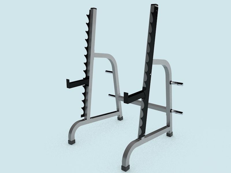 Multi-press rack with barbell Low-poly 3D model_1