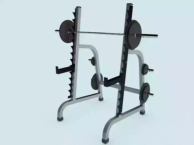 Multi-press rack with barbell Low-poly 3D model