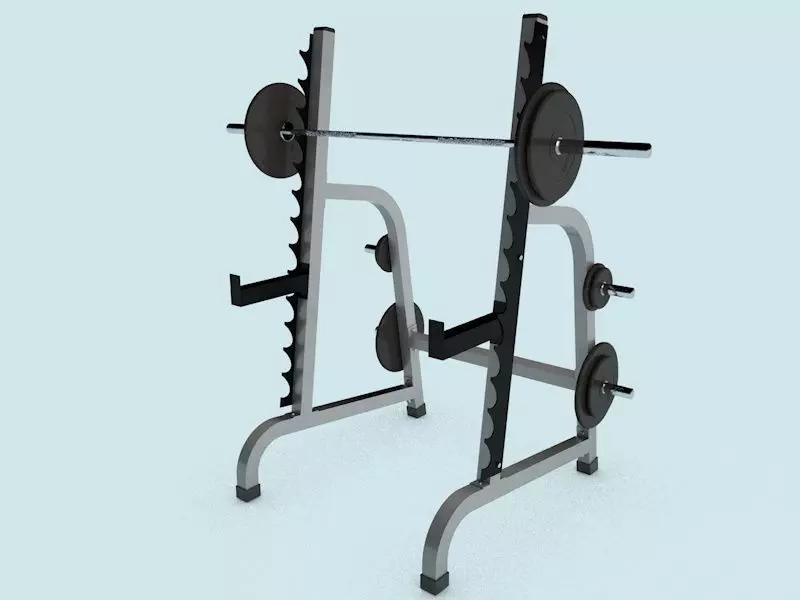 Multi-press rack with barbell Low-poly 3D model_0