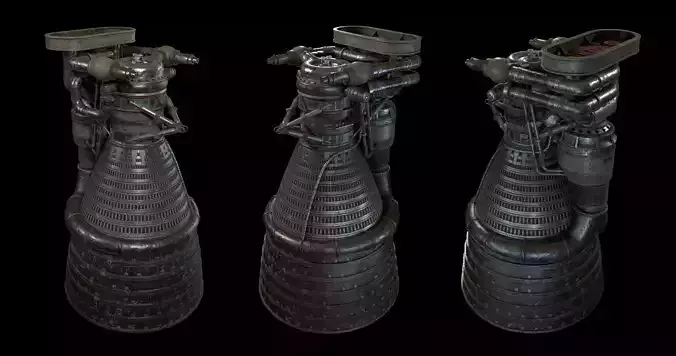 Saturn V - Rocket Engine PBR 3D model