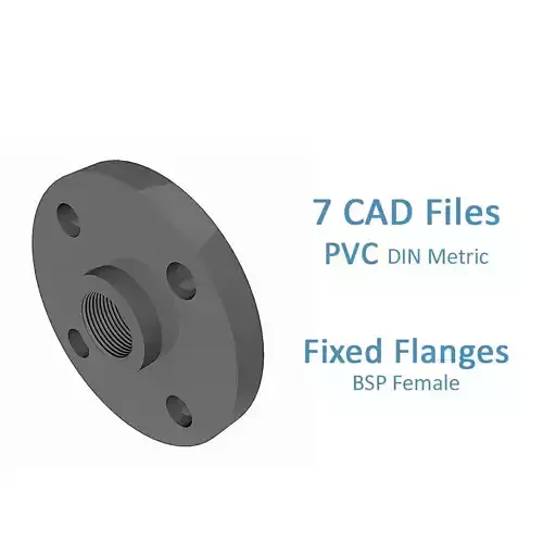 PVC Fixed Flanges - BSP Female Connection Free 3D model