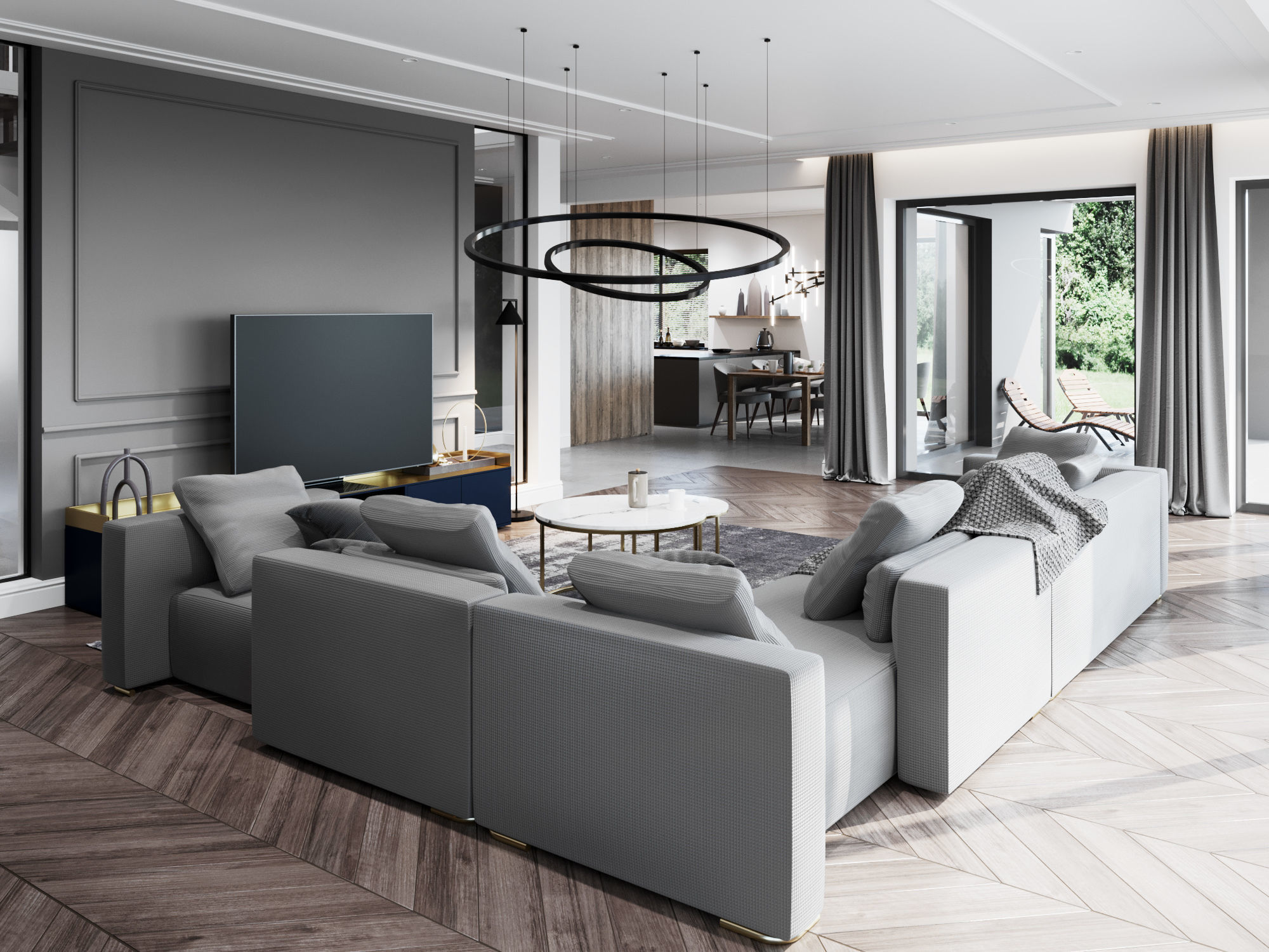 Living Room and Kitchen Scene for Cinema 4D and Corona Renderer 3D model_12