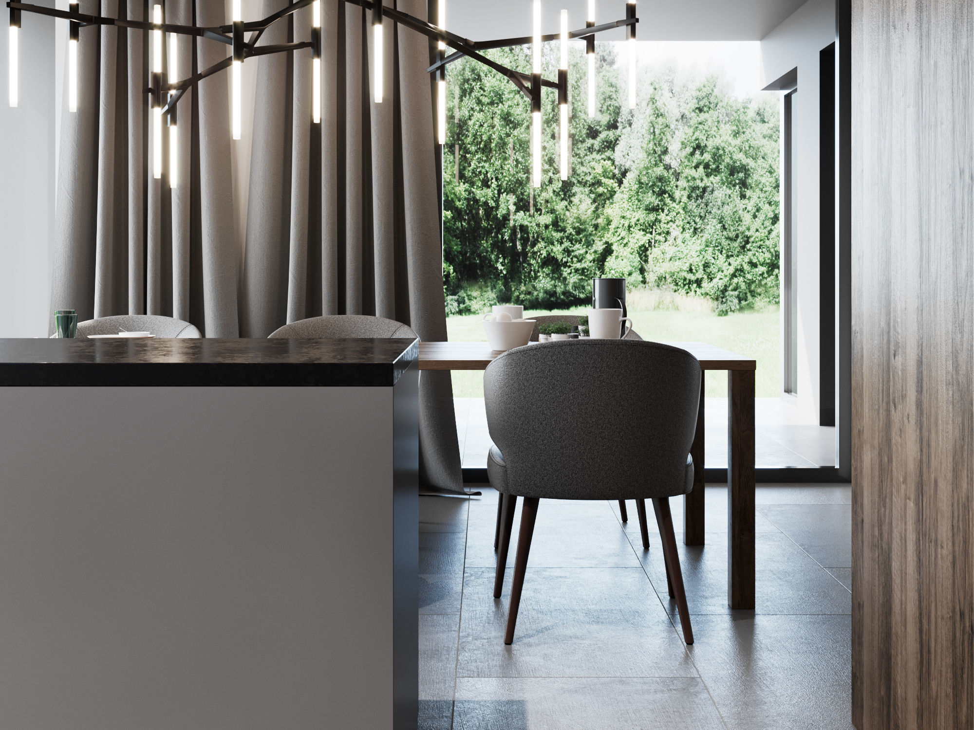 Living Room and Kitchen Scene for Cinema 4D and Corona Renderer 3D model_8