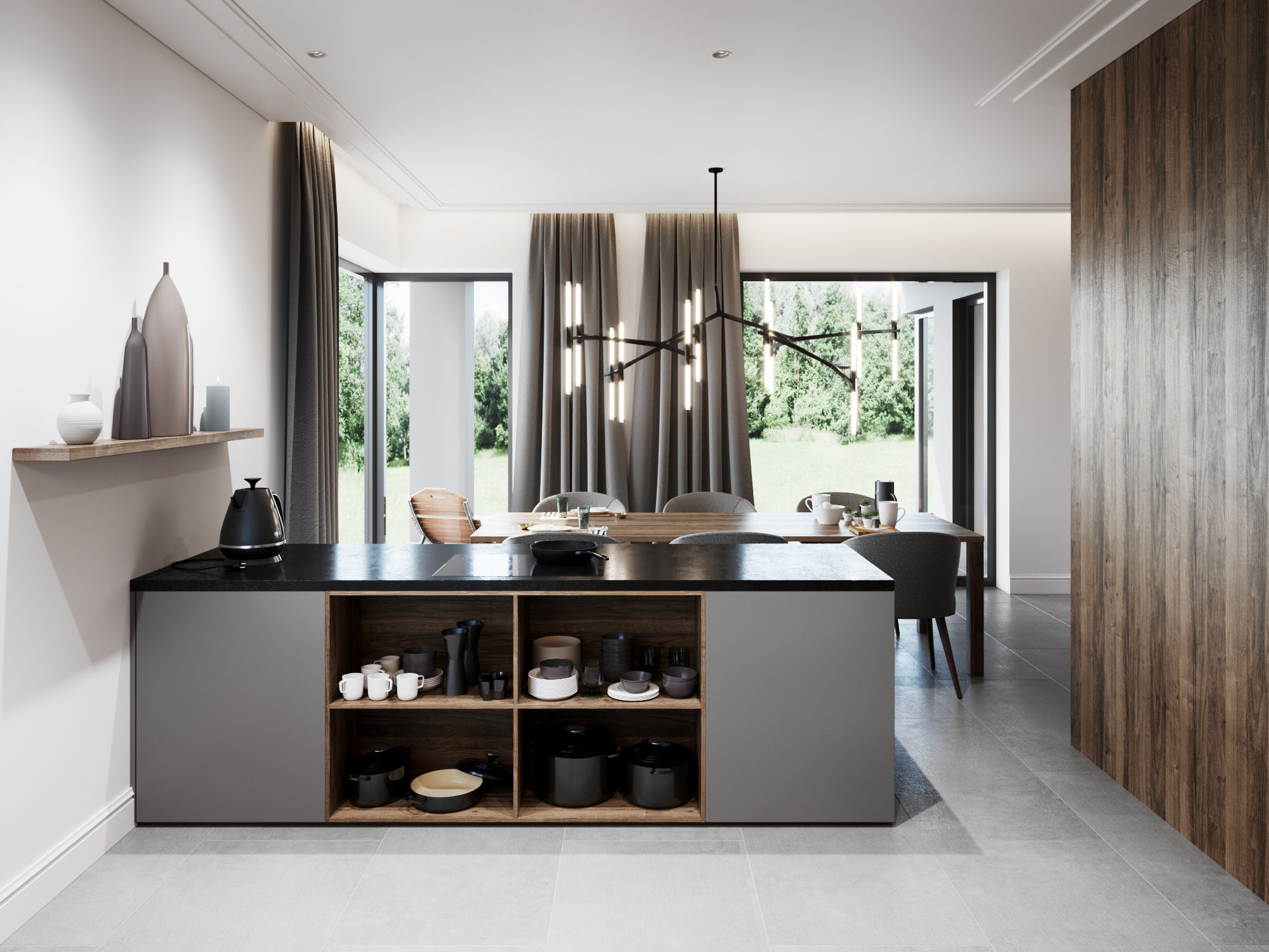 Living Room and Kitchen Scene for Cinema 4D and Corona Renderer 3D model_7