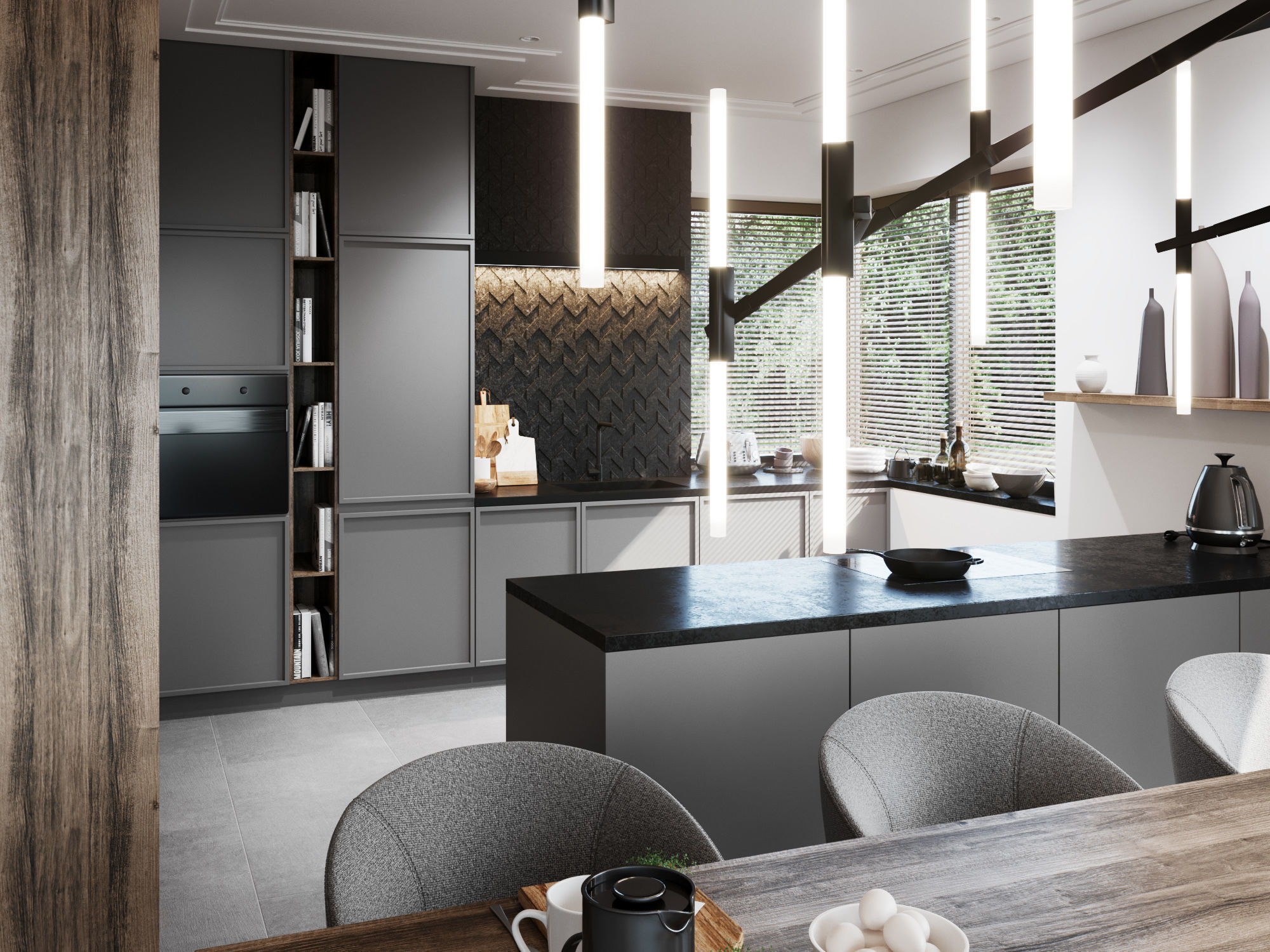 Living Room and Kitchen Scene for Cinema 4D and Corona Renderer 3D model_10