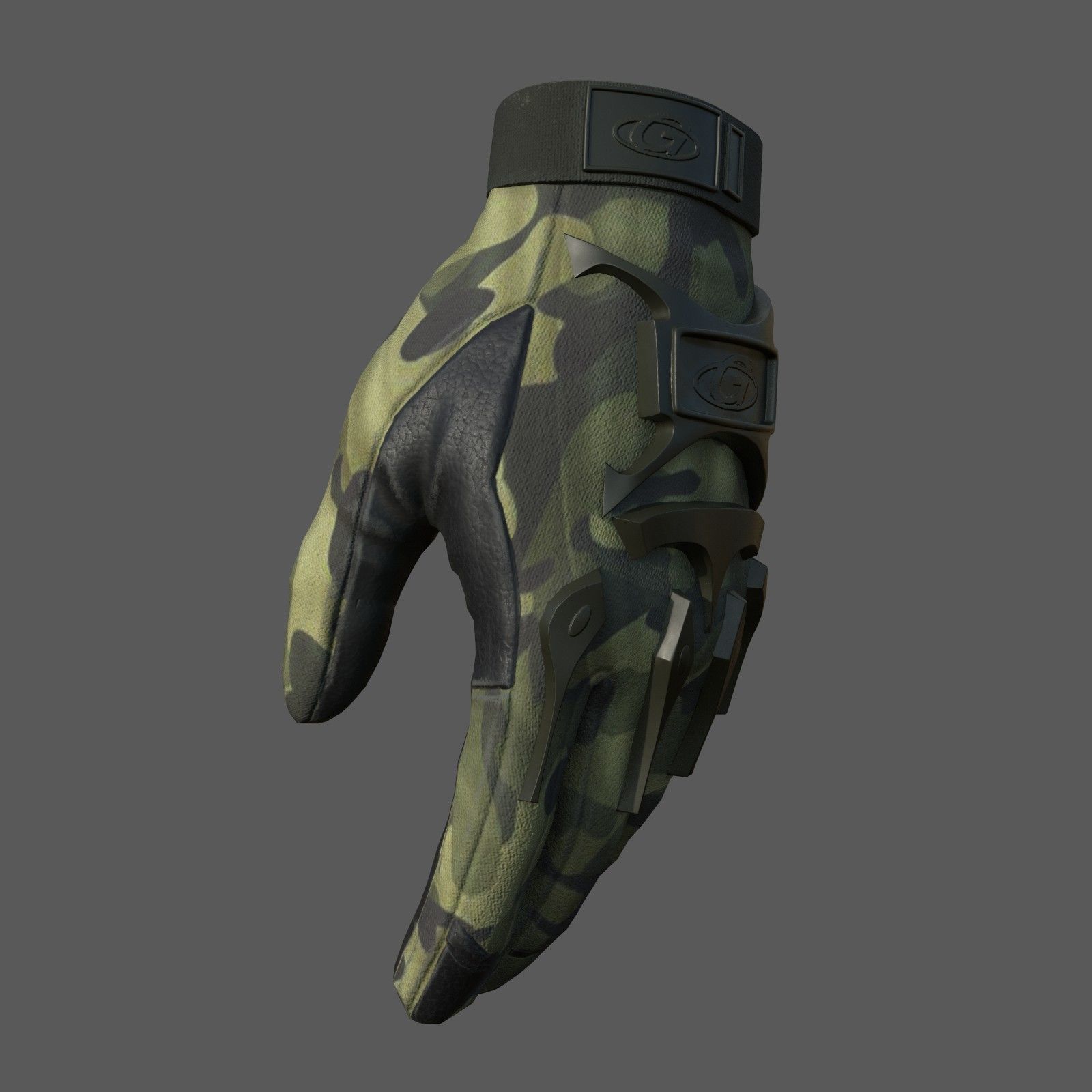 Gloves Scifi military combat 3d model low poly model  Low-poly 3D model_1