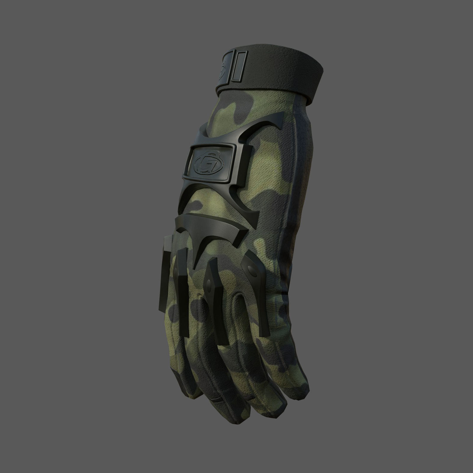 Gloves Scifi military combat 3d model low poly model  Low-poly 3D model_3