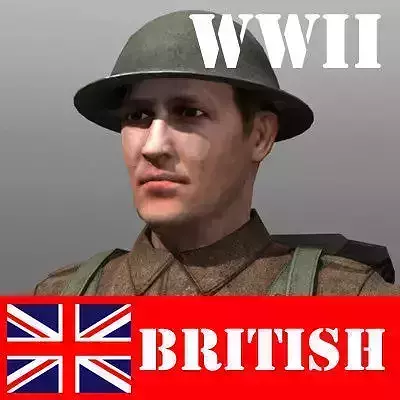 British Soldier and Lee Enfield Low-poly 3D model