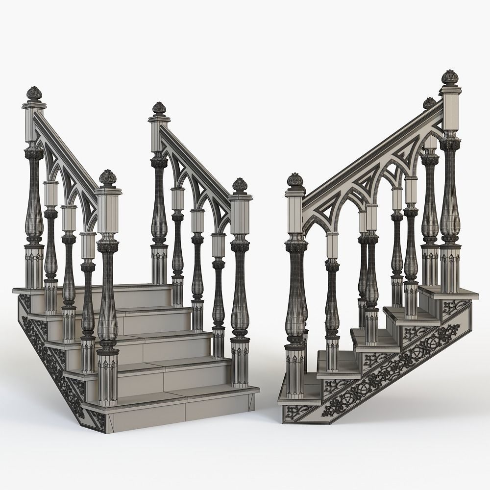 Stairs cnc kitbash  3D model_3