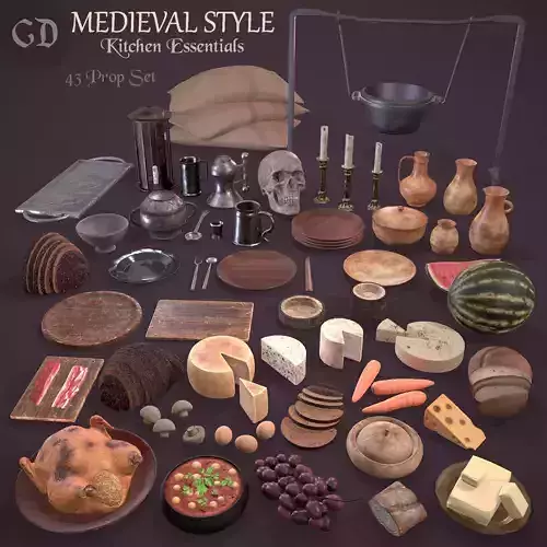 Medieval Kitchen Essentials  3D Model Collection