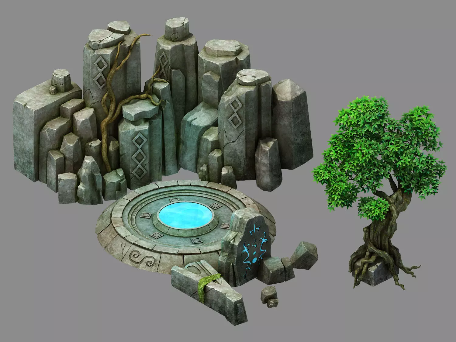 Stone Fallen Land - Sealing Station 01 3D model_0