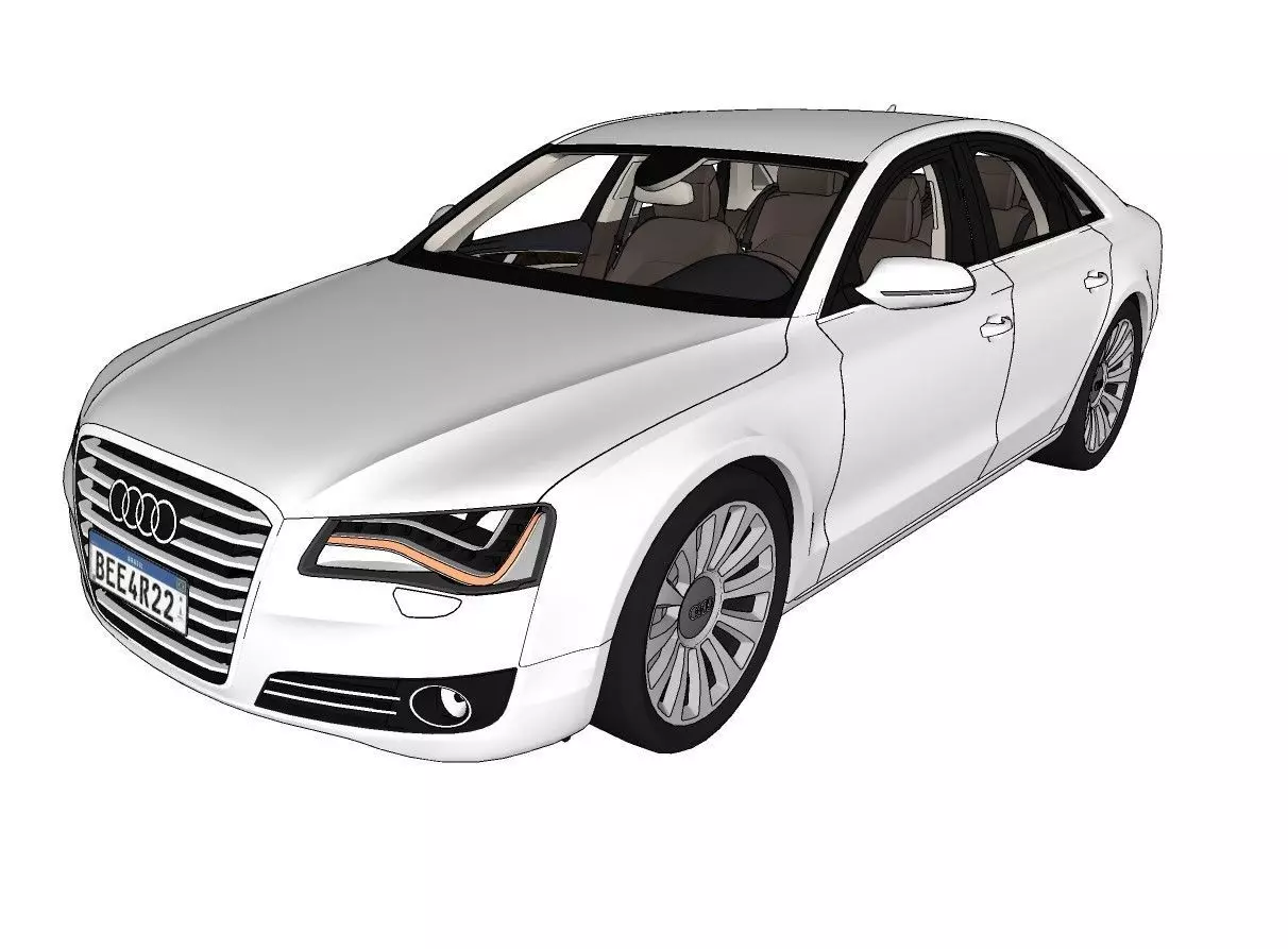 Audi A8 D4 car for games Low-poly 3D model_0