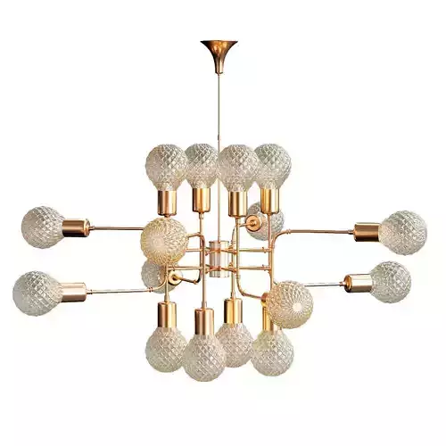 Glamorous modern chandelier with brass and glass balls