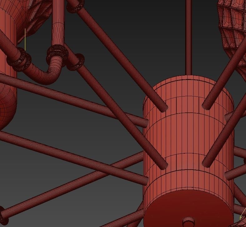 Glamorous modern chandelier with brass and glass balls 3D model_5