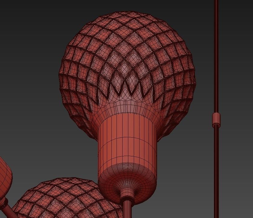 Glamorous modern chandelier with brass and glass balls 3D model_4