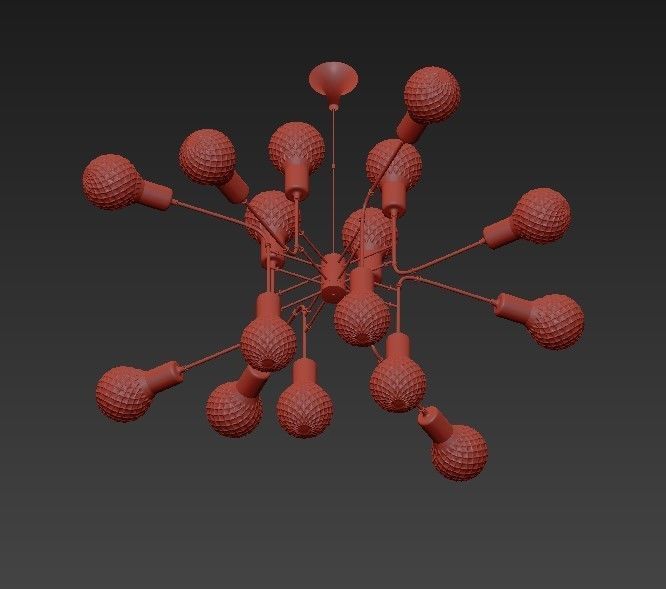 Glamorous modern chandelier with brass and glass balls 3D model_2