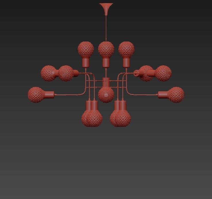 Glamorous modern chandelier with brass and glass balls 3D model_1