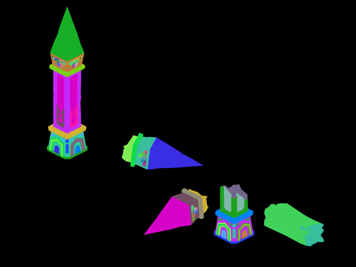 Stone tower with three spikes 3D model_2