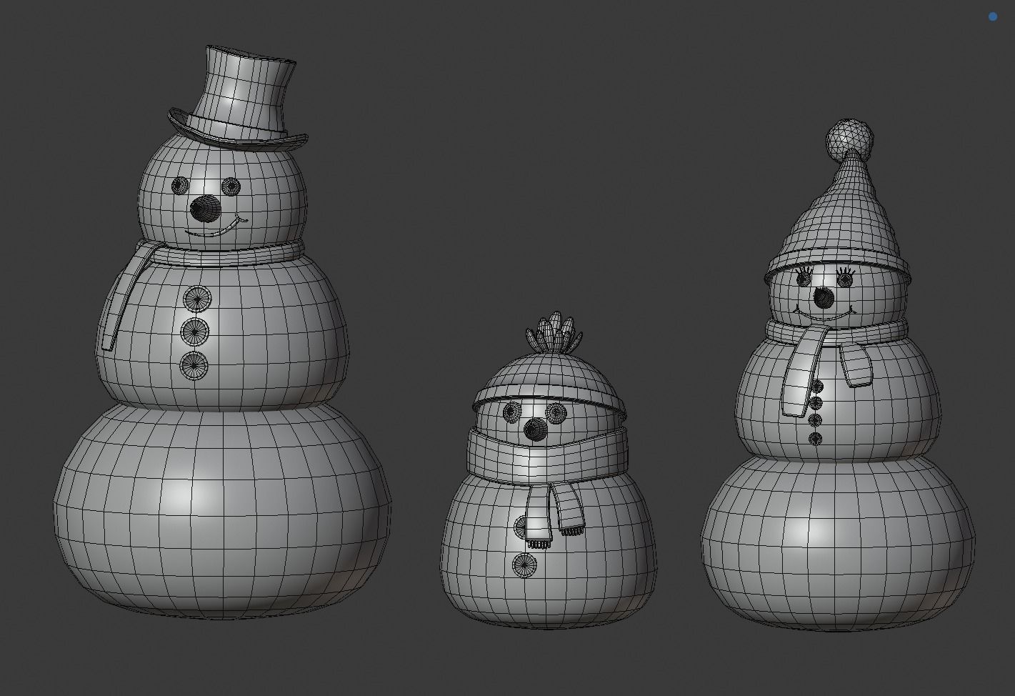 Cartoon Snowman 3D Model Low-poly 3D model_5