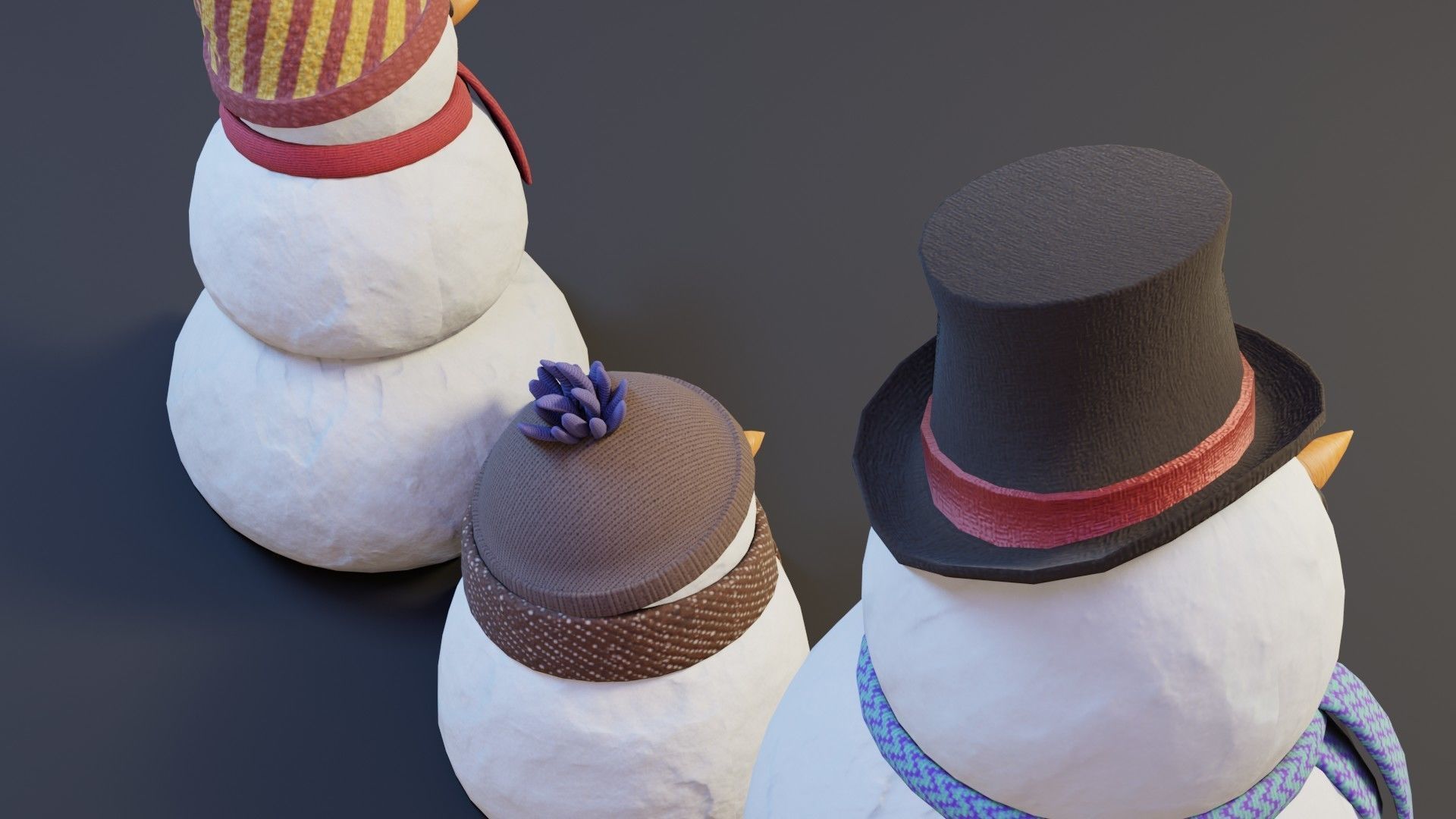 Cartoon Snowman 3D Model Low-poly 3D model_15