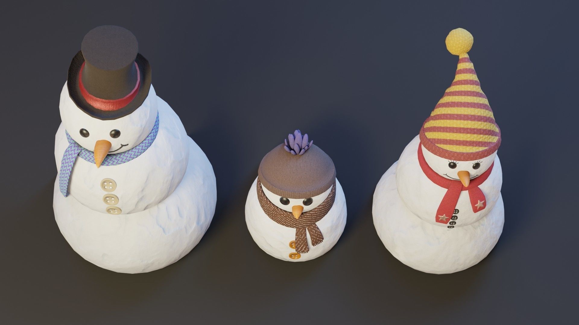 Cartoon Snowman 3D Model Low-poly 3D model_17
